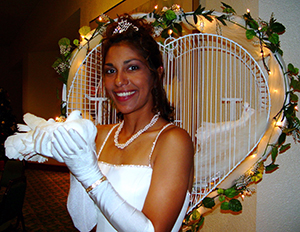 bride holding dove